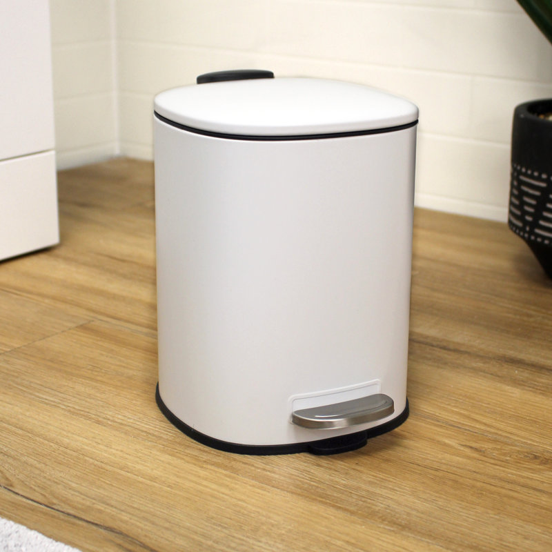 Arkadelphia Steel Step On Kitchen Rubbish Bin, White