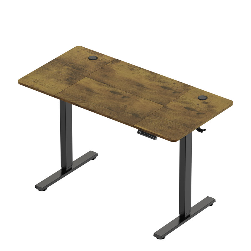 Adjustable Metal Base Standing Desk, 120 W x 60 D, Walnut/Black