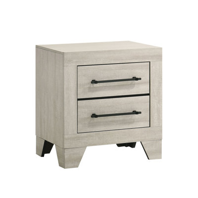 Light Gray Finish Contemporary Nightstand 1Pc Metal Handles Central Glide English Dovetail Drawers Bedroom Furniture