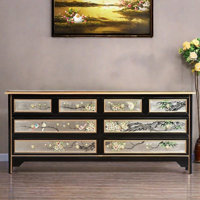 Silver Foil Hand-Painted Sideboard
