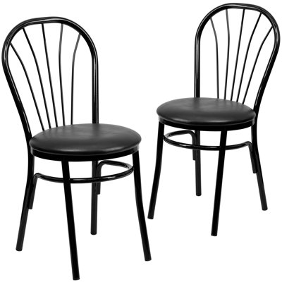 Prompton Fan Back Metal Chair - Vinyl Seat