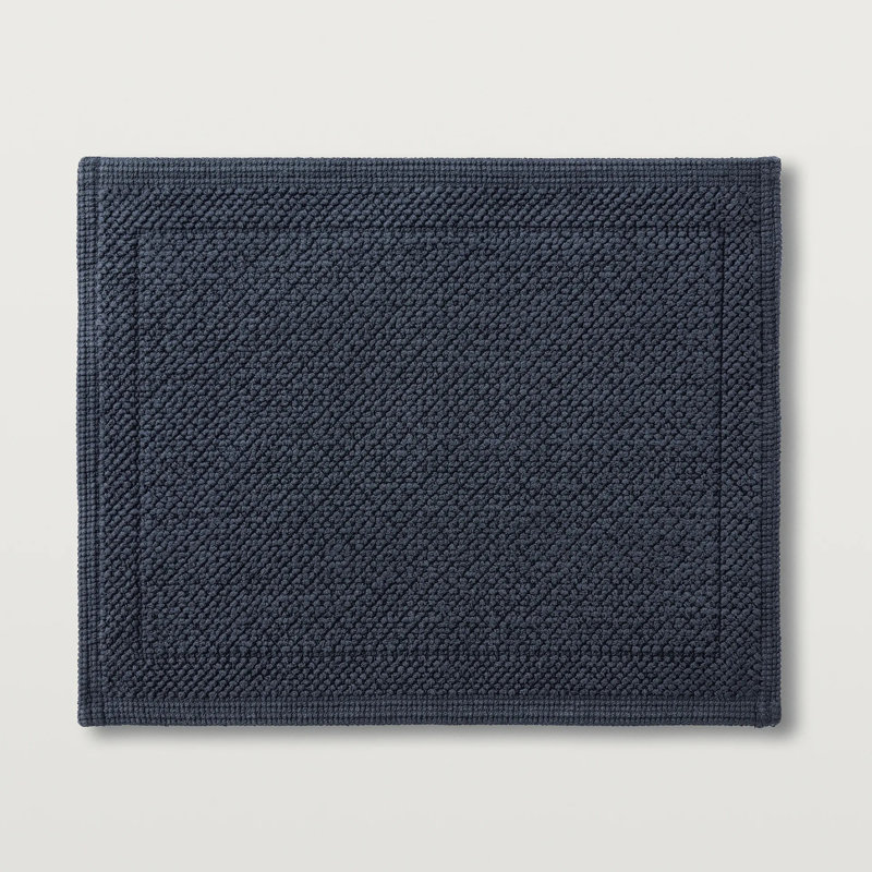 Cosima 100% Cotton Rectangle Bath Rug, Single Piece- 20" L x 16" W, Marine