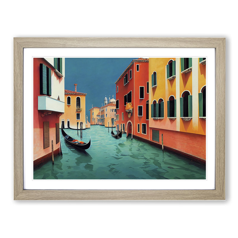 Modern Venice Canal Vol.2 - Framed Print, 25cm H x 34cm W x 2cm D, Oak Framed