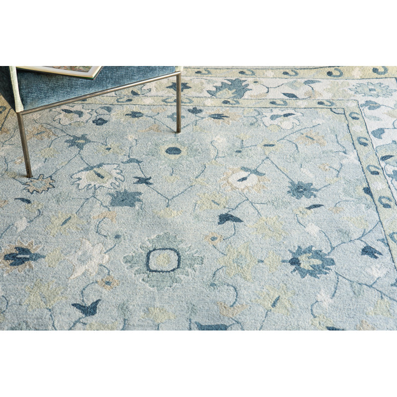 Elegance hand-tufted New Zealand Wool Light Blue/Ivory/Navy Area Rug, 10'X14'