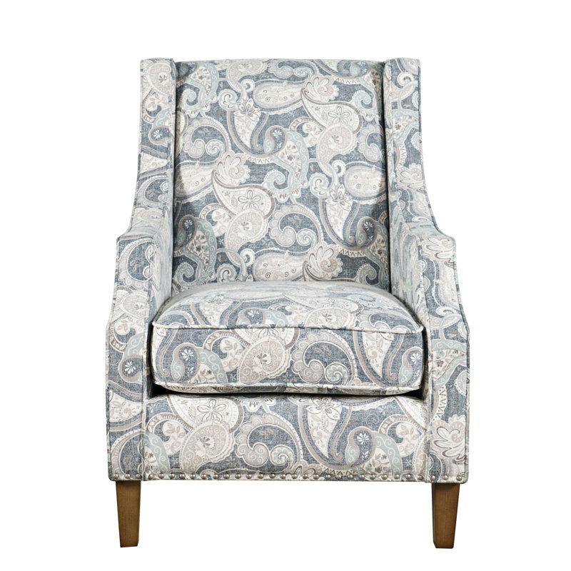 Crownover 71.12Cm Wide Polyester Armchair, Denim Paisley