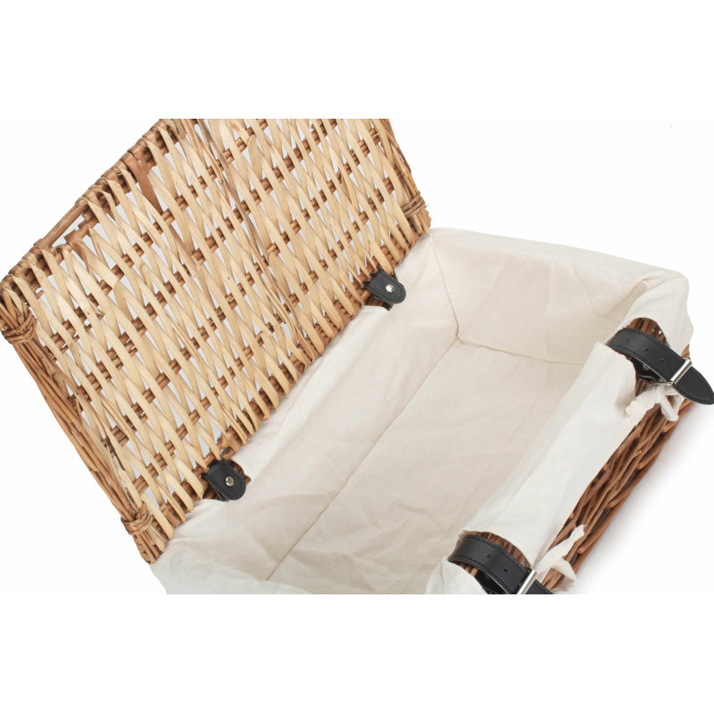 Wicker Lined Packaging Gift Hamper Basket, White, 14cm H x 40cm W x 26cm D