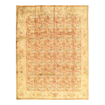 Savonnerie Wool Oriental Area Rug in Beige/Brown