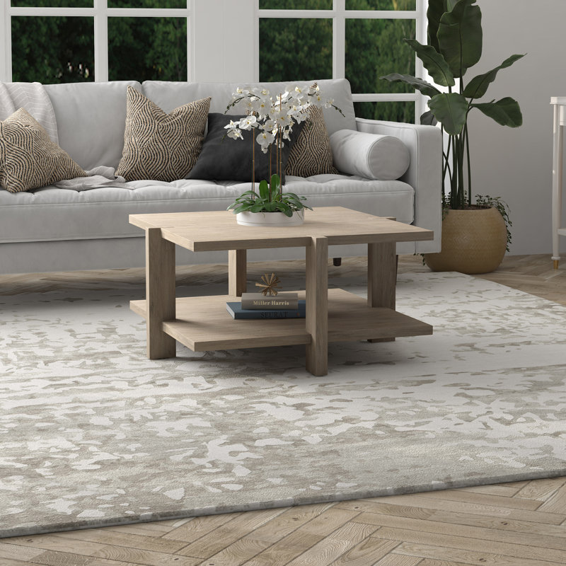 Table basse à 4 pieds avec rangement Ingrid Clementina, Chêne gris