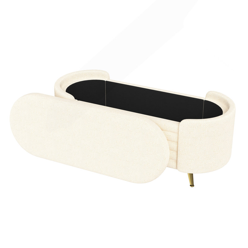 Banc de rangement rembourré Modern End, Beige, Beige