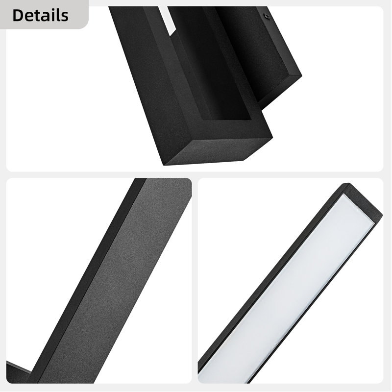 15 In. 1-Light Sand Black Integrated LED Outdoor Wall Sconce - Dimmable 3000K, Wet Rated, Contemporary Style
