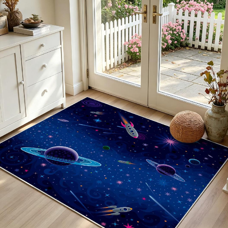 Tapis d'intérieur clair Rocket Cosmic Space Rocket, Rectangle 39 po x 63 po