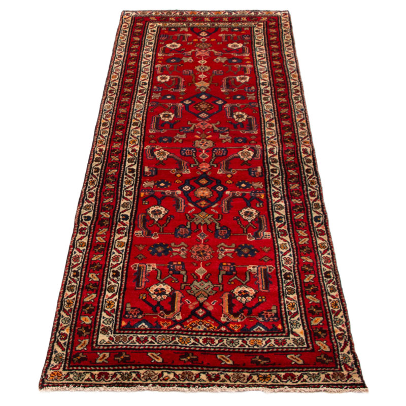 Tapis rouge en laine noué à la main 3 pi 3 po x 9 pi 6 po Andelz