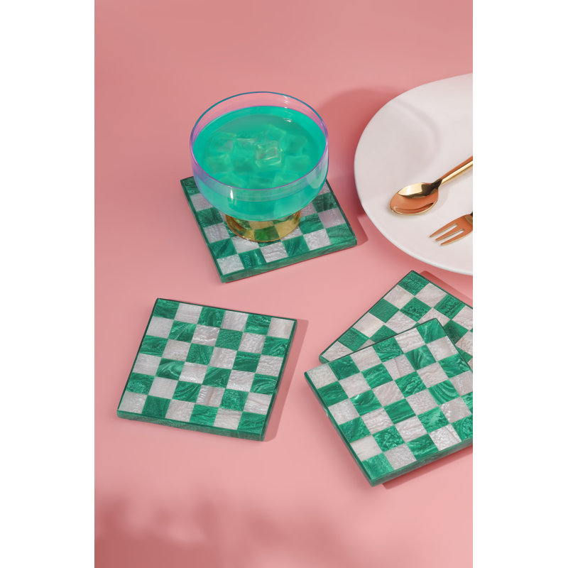 Ensemble de sous-verres en résine Emerald, Vert