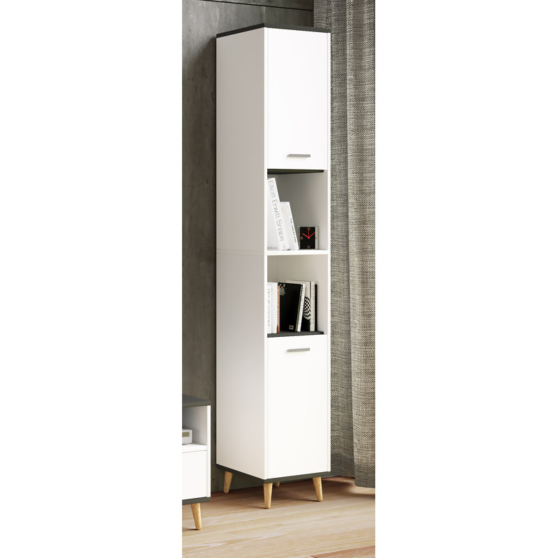 Shelie Freestanding Bathroom Cabinet, White / Black