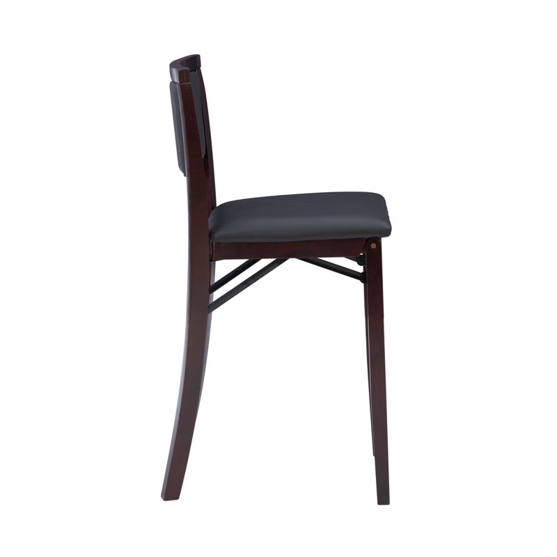 Phaedra Foldable Counter / Bar Stool with Upholstered Seat & Back, Espresso  Faux Leather, Counter Stool (24" Seat Height)