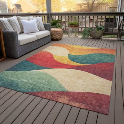 Machine Washable Indoor/Outdoor Kimberlin ACN2184 Swirls Rug