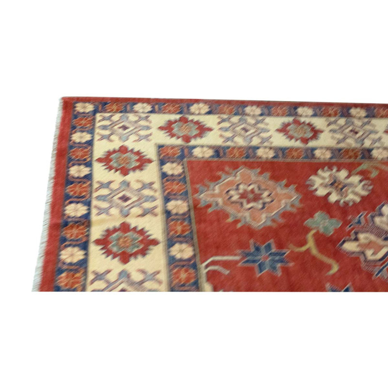 Tapis unique en laine noué à la main de haute qualité de 8 pi 7 po x 12 pi 4 po de couleur rouge / bleu / ivoire
