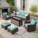 5 - Person Outdoor Wicker Patio Conversation Set with Swivel Chairs