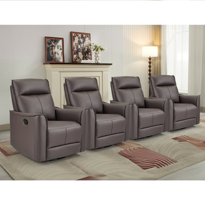 31.5" Wide Modern Ultra Comfortable Swivel And Rocker Manual Reclining Home Theater Seating