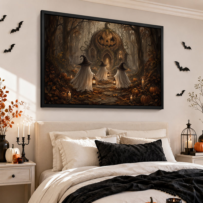 Art mural sur toile Halloween fantômes, H 12 po x l 18 po