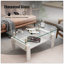 Table basse rectangulaire, plateau en verre trempé avec panneau de fibres à densité moyenne, table moderne pour le salon, verre-906403799-906403800