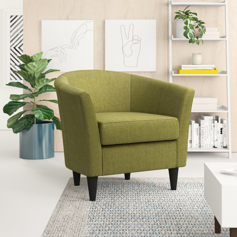 Kronos Upholstered Barrel Chair, Depalma Kiwi Polyester Blend, Black