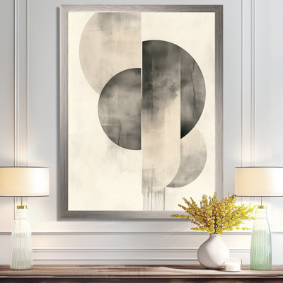 Gray Beige Neutral Motion - Abstract Modern Transitional Picture Framed Wall Art