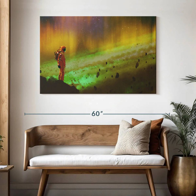 Oberle Astronaut And Space Rocks, 32" H x 48" W