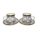 Violet Check Espresso Cup & Saucer Set