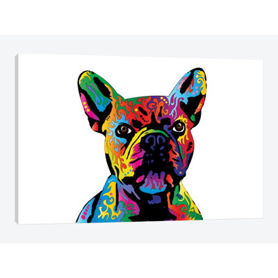 Bouledogue français ciel, impression sur toile tendue