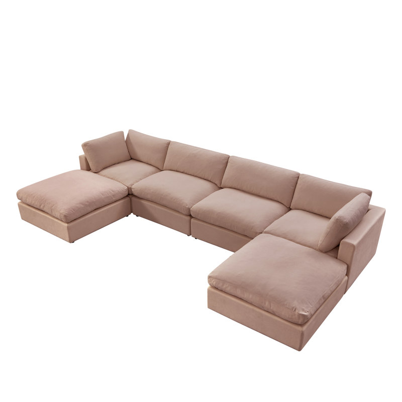Canapé modulaire Elegance Judith, Rose 100% lin