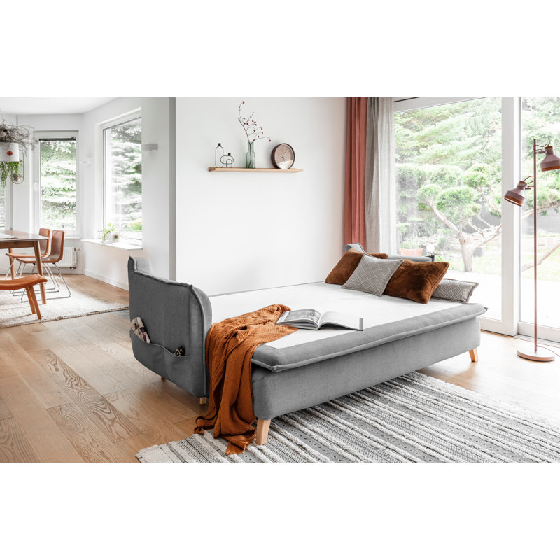 Charming Charlie 3 Seater Sofa Bed, Grey Linen