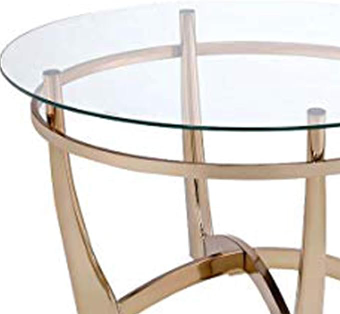  Table basse attrayante ronde en verre transparent doré
