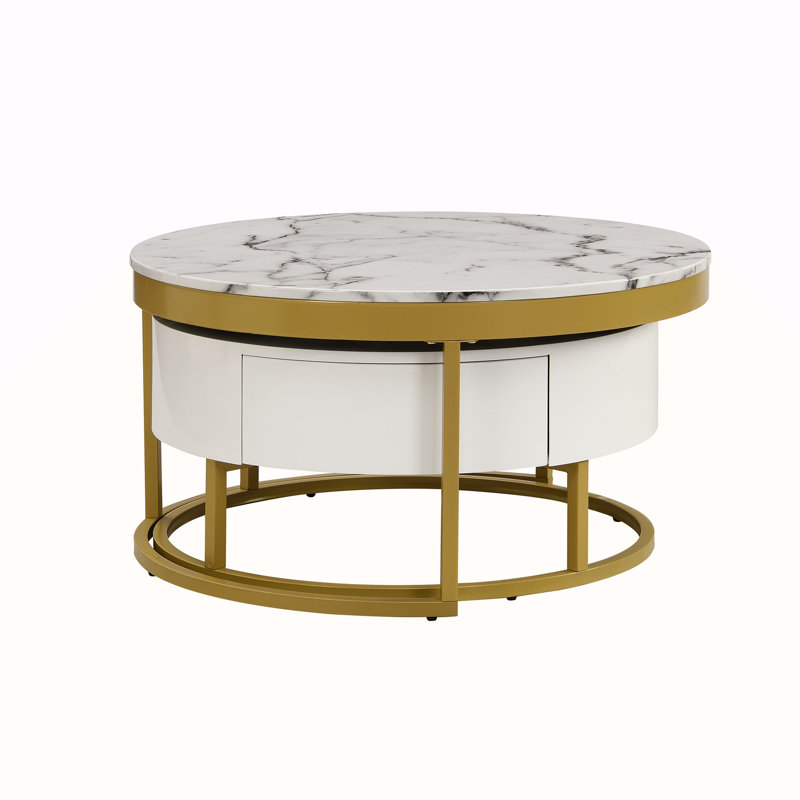 Modern Round Nesting Coffee Table With Drawers