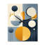 Horloge murale graphique sur fond géométrique jaune et bleu II - Mid-Century moderne-99635778