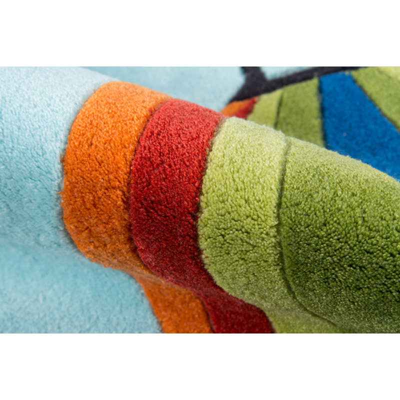 Tapis bleu touffeté à la main Aayush, Rectangle 3 pi x 5 pi