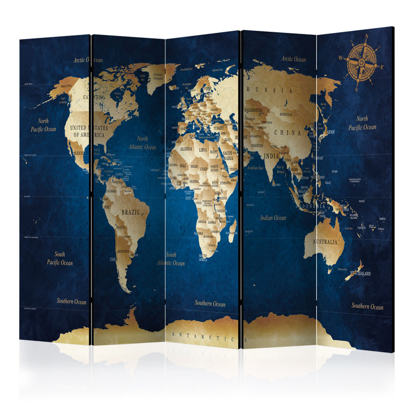 Jaco 225cm W x 172cm H 5 - Panel Solid Wood Folding Room Divider