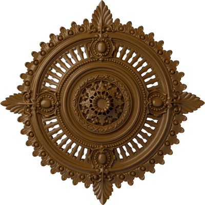 Endurathane Haylynn Ceiling Medallion, 29 1/8"OD x 1 1/4"ID x 4"P (Fits Canopies up to 1 1/4"), Hand-Painted Smokey Topaz Finish