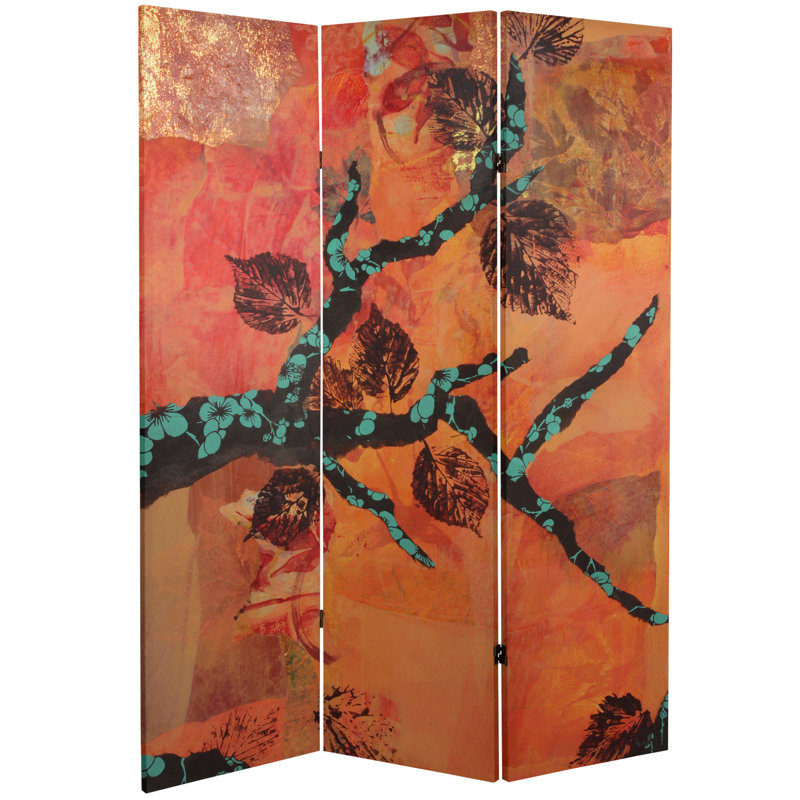 5 pi Grand écran pliable expressionniste abstrait, Orange