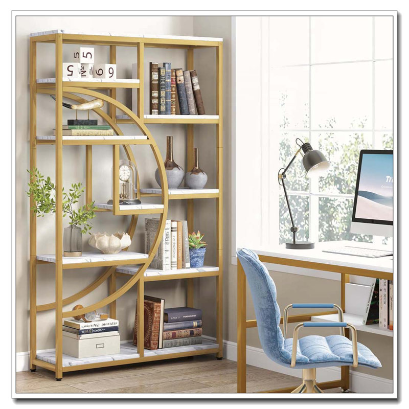 Étagère d'angle à 5 niveaux avec 9 tablettes de rangement ouvertes pour le salon, la chambre à coucher