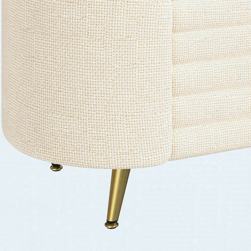 Banc moderne avec repose-pieds ovale avec grand espace de rangement et pieds en métal, Beige