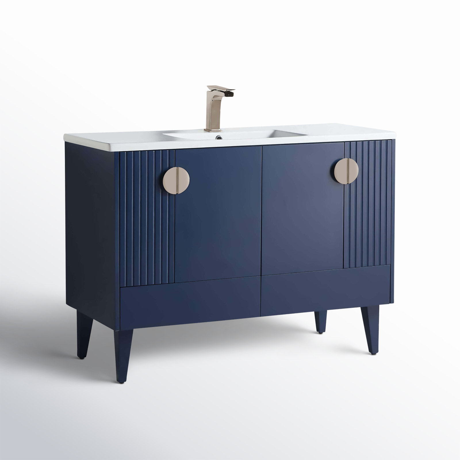 Saimah 48'' Single Bathroom Vanity, Navy Blue, Satin Nickel