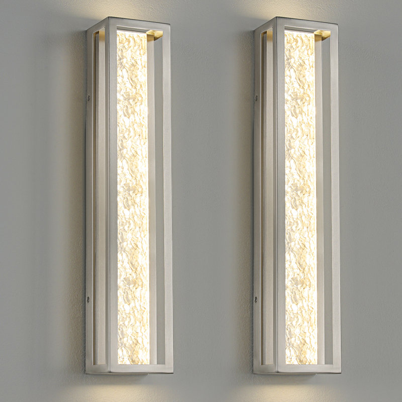Appliques murales modernes à DEL à intensité variable, Nickel, 24" H x 4.7" W x 3.74" D