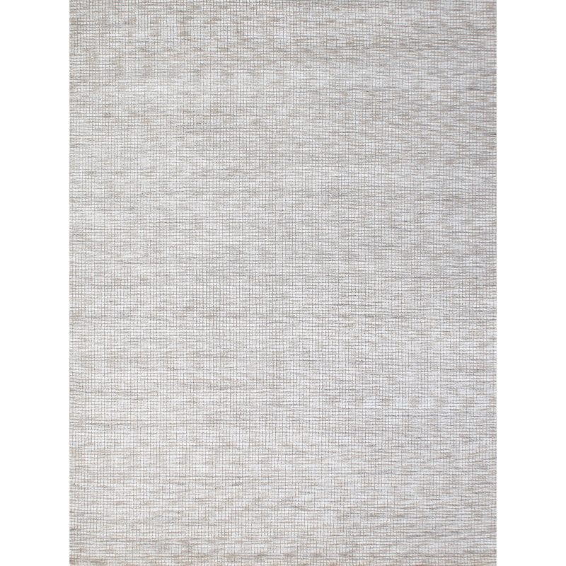 Hand Knotted Area Rug in White/Silver, Rectangle 6' x 9'