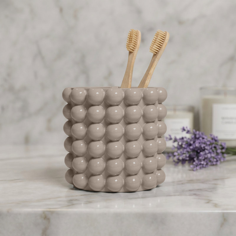 Better Trends - Porte-brosse à dents texturé à bulles et organisateur de dentifrice, Beige