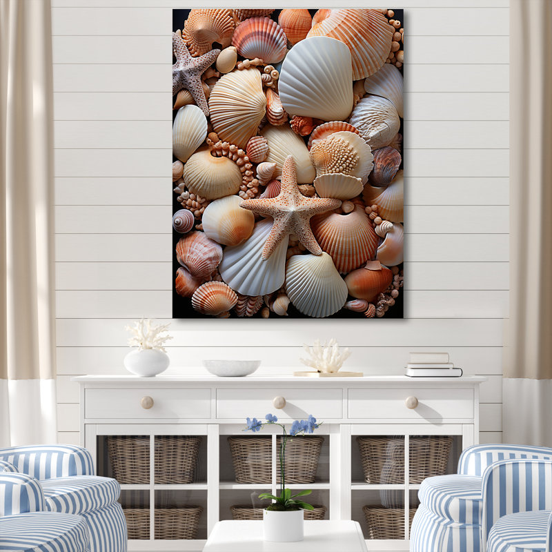 «Classic Seashells By The Sea», reproduction sur toile, Toile tendue, 44" H x 34" W