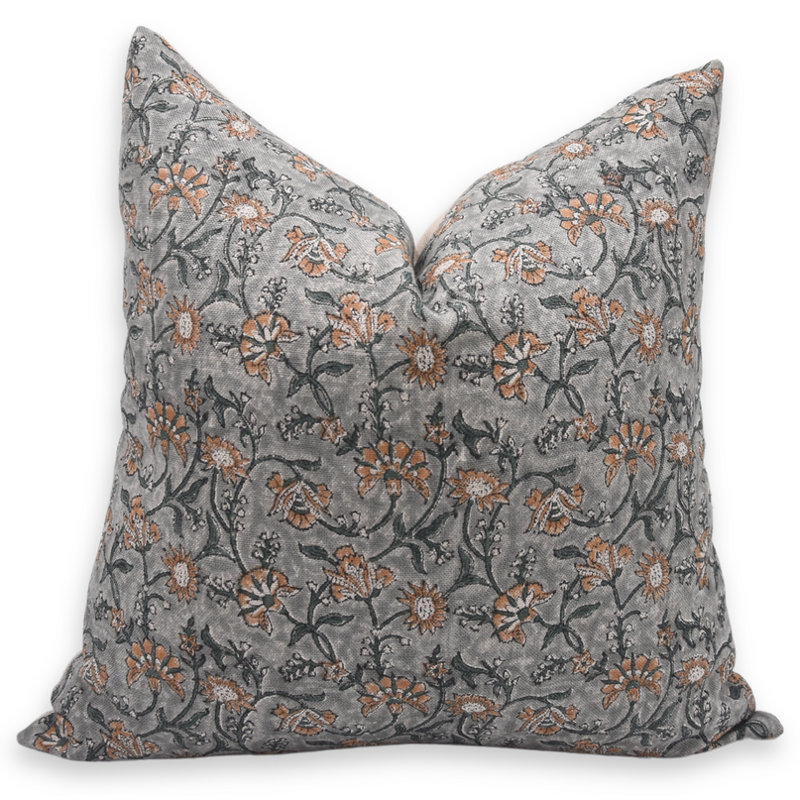 Housse de coussin en bloc imprimé, housse de coussin carré en lin épais fait à la main, coussin en tissu imprimé floral 20 x 20 - NAAYAB
