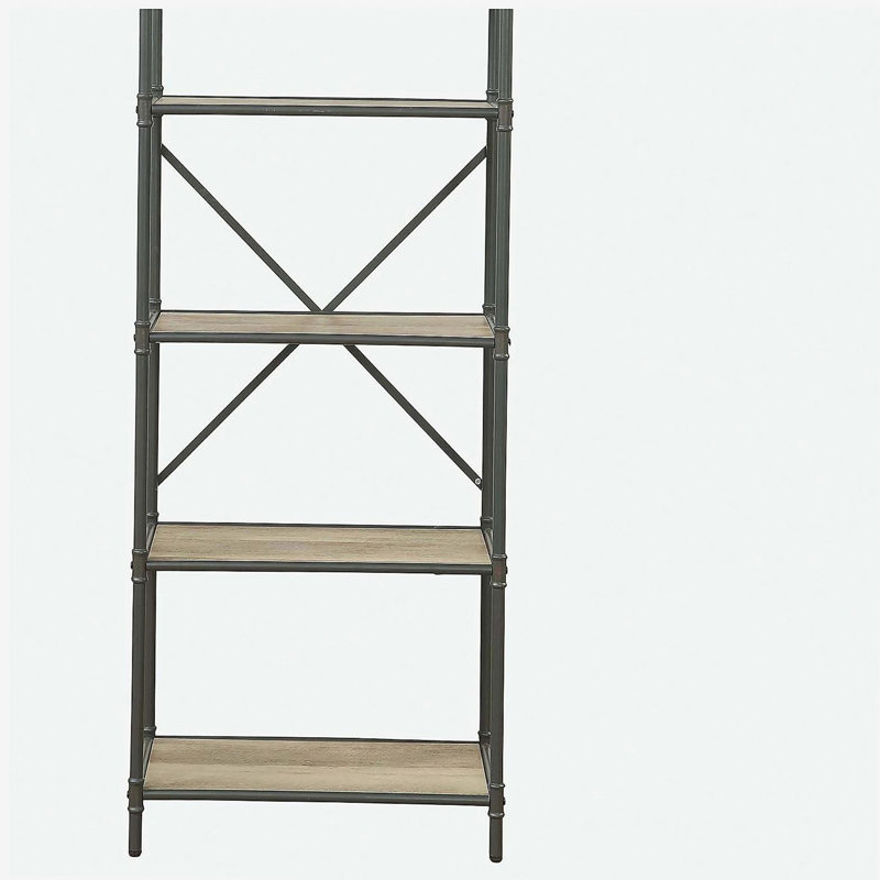 Antique Oak and Sandy Grey 5-tier Bookcase, (5 Shelves) 63.58"H x 26.58"W x 14.58"D