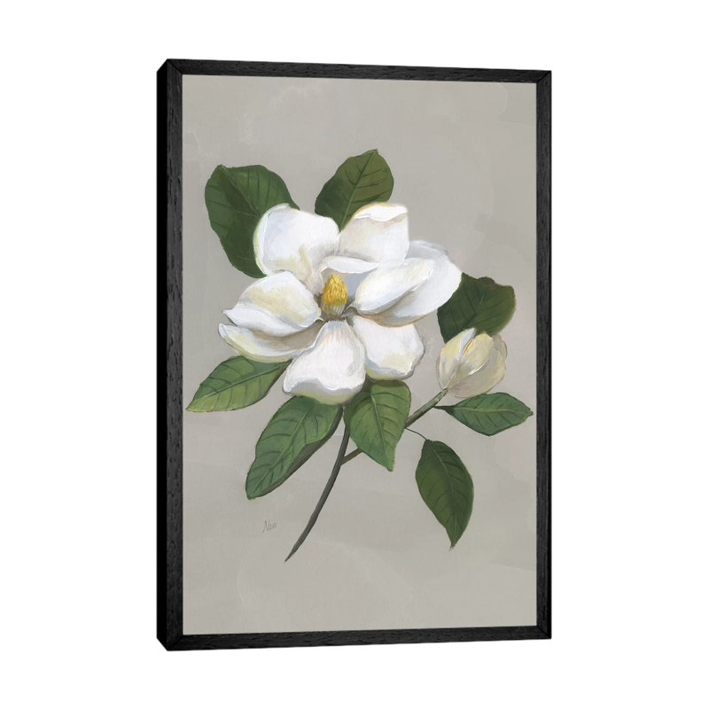 Botanical Magnolia by Nan - Painting on Canvas, Black Framed, 66.04 cm H x 45.72 cm W
