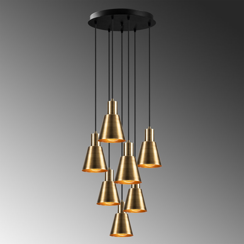 Lustre scandinave élégant, 16,9 po de diamètre x 43,7 po de hauteur | Structure en métal, hauteur réglable, plaque de base de 3,9 po | 7 x douilles E27 de 40 W maximum | Parfait pour les salles à manger et les espaces de vie modernes